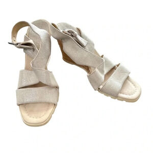 Donald J. Pliner Brevos Women's Gray & Tan Strappy Wedge Sandal Size 10M GUC